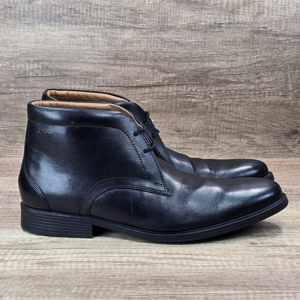 Clarks Whiddon Mid Men's Size 11 M Black Leather Chukka Boots (261529147100)